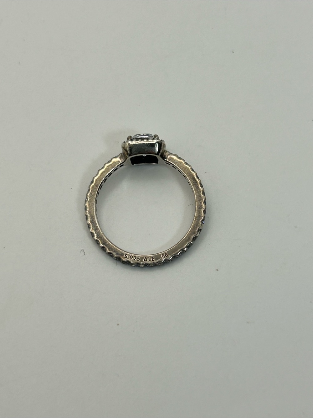 Pandora Sterling Silver Sparkle Halo Square Ring Size 7.5 Stamped S925 ALE 56 - Picture 7 of 11